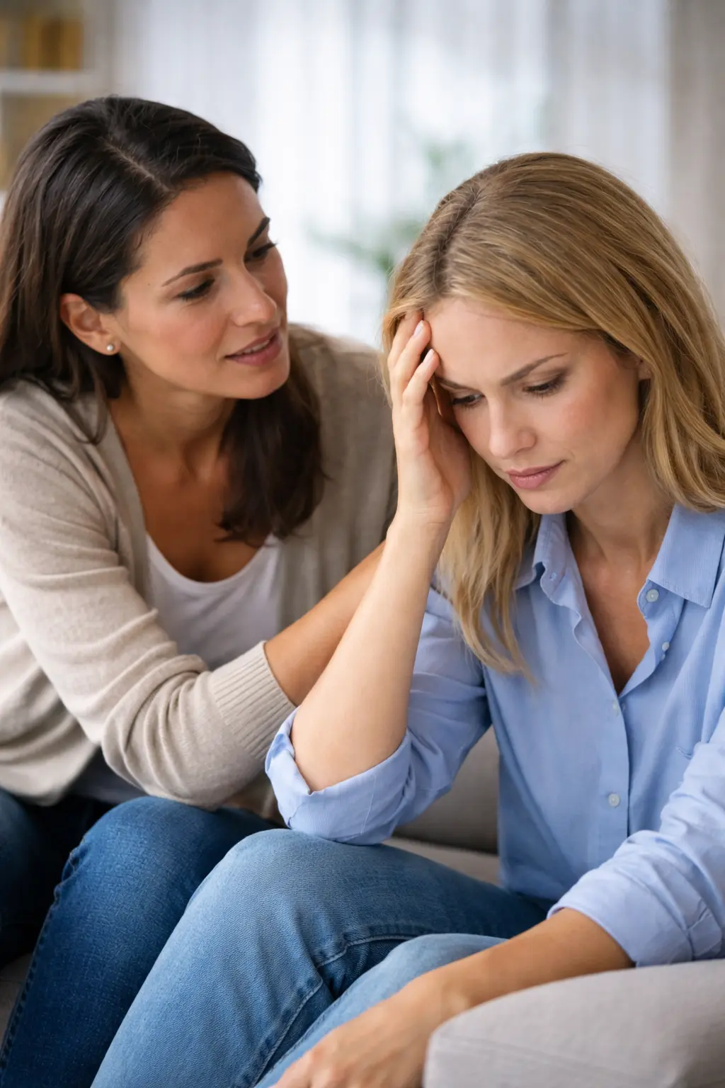 Amiga oferecendo apoio após comentários que machucaram