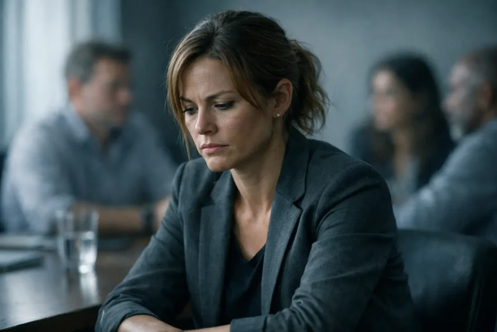 Como responder a pessoas que te humilham-Mulher tensa em reunião de trabalho